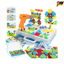 Spielzeug ab 3 Jahre Mosaik Steckspiel mit Elektrische Bohrmaschine Schrauben...