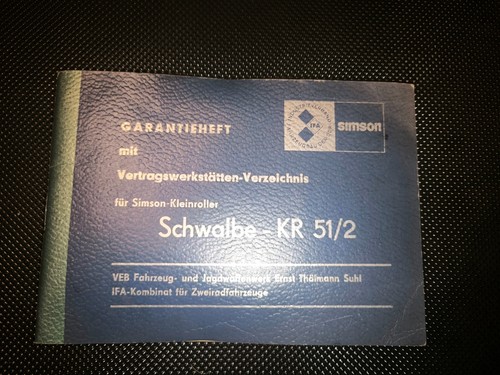 Simson garantieheft schwalbe - garantieheft,
