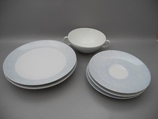 Thomas Restgeschirr blaues Seidenbast Suppentasse 3 Untertassen 3 Kuchenteller