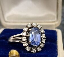 Damen Ring Saphir 2,5 Ct. aus Kaschmir - 14 Brillanten 0,5 Ct.