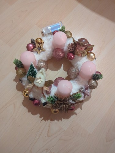 Adventskranz rosa lichterkette - rosa,