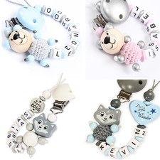 Schnullerkette mit Namen für Mädchen u. Jungen Baby♥Geburt♥Taufe♥Geschenk 