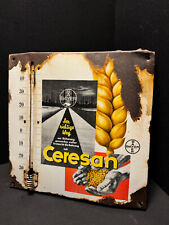 BAYER Ceresan - Emailschild Thermometer abgekanntet - 42 x 42 cm - D  1950er