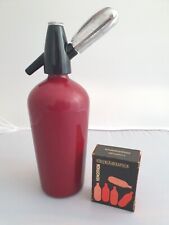 Syphon Sodaspender Selter bordeaux Vintage 60s 70s RAR! Heimsyphon mit Kapseln!