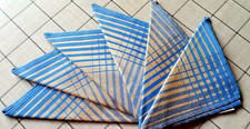 6er SET Leinen/Damast STOFFSERVIETTEN,Gr.ca.30x30cm,RETRO blau-weiß-kariert, NEU