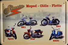 Blechschild Moped Oldi Flotte Simson SR1 SR2 KR50 Star Spatz Suhl DDR   20 x 30