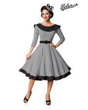 Premium Vintage Swing-Kleid schwarz weiß langarm Retro PinUp S M L XL 2XL 3XL