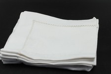 6x alte Stoff Servietten weiß CM Monogramm Leinen Blumen Vintage alt 38 x 38 cm