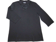 Unterzieh-Shirt,Stehkragen,Spitzeneinsatz,3/4 Arm,schwarz,Gr.38,Bw./Modal,neuwtg