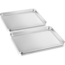 Backblech Edelstahl Set 2er, Ofenblech, Backform, Fettpfanne, spülmaschinenfest