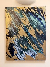 Gold blau abstraktes fluid - gold,