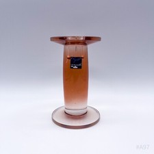 Vintage LEONARDO Kerzenhalter Kerzenständer aus Glas für Stabkerzen Orange 13cm