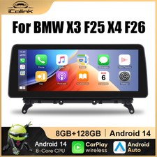 12,3 Android 14 Autoradio 8Kern 64GB 1920*720 GPS Navi für BMW X3 F25 X4 F26 NBT
