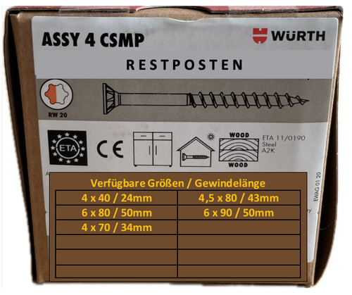 Würth schrauben assy - würth, csmp