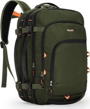 Tolaccea Reiserucksack, Handgepäck Rucksack Flugzeug, grün, 35-45L erweiterbar