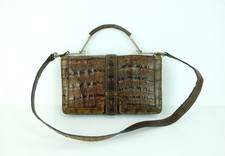 außergewöhnlich schöne kleine HANDTASCHE leder chrom vintage 60er schultertasche