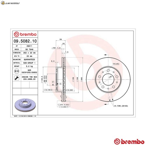 Bremsscheibe 5082 10 - 2x, 09.5082.10