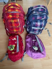 ergobag schulranzen set 2 Ranzen + 2 Rucksäcke rot lila Zwillinge