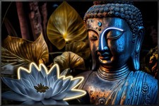 LED Glasbild Buddha 120x80 cm