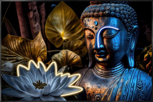 Led glasbild buddha - led,
