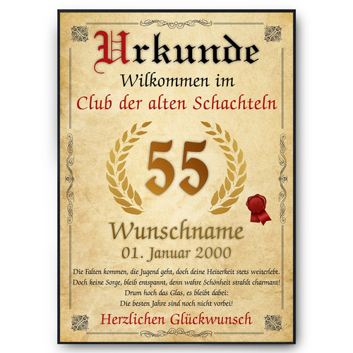 Geburtstag urkunde - 55.,