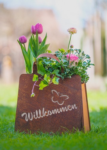 Dekofigur tasche willkommen - tasche,