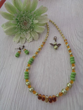 Schmuckset  "Murano" Braun -grün-gelb UNIKAT