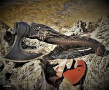 Handgefertigte Wikingeraxt mit Lederscheide, geschmiedete Camping-, Jagdaxt