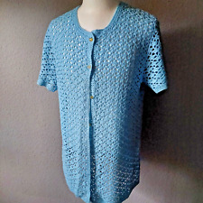 Damen Häkel Weste mit kurzem Arm Handgefertigt  Gr. 50/52 schwarz mit Knöpfe