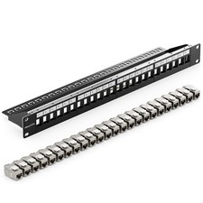 Patchpanel 24 Port CAT7 Patchfeld 1 HE 19" Zoll + 24x CAT 7 Keystone Jack Module
