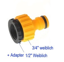 3/4 Fitting + Adapter 3/4 auf 1/2 weiblich für Gartenschlauch Kupplung Anschluß
