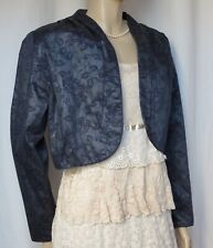 Laura Ashley Jacke 40 42 dunkelblau Blumen Bolero Hochzeit festlich vintage