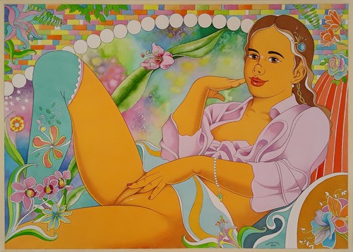 Erotik aquarell 70 x 50 - gr.,