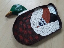 Holz Tablett Ente Jagd Deko | Handbemalt Vintage 47 cm Serviertablett