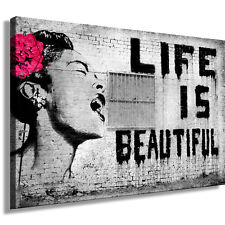 Graffiti Banksy Bild auf Leinwand - Street Art  Kunstdruck, Wandbild, k. Poster