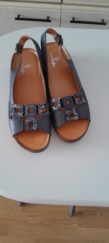 Damen sandale blau leder - gr.41,