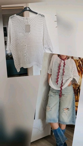 Boho häkel pullover - häkel, weiß