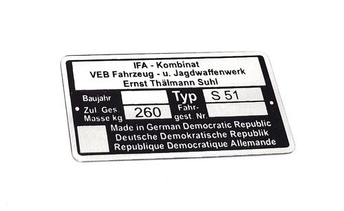 Rahmenplakette typenschild - rahmenplakette,