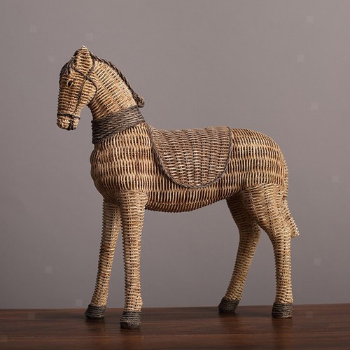 Retro-Imitat-Rattan-Pferd-Stat
