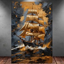 LEINWAND BILD ER XXL ABSTRAKT SEGEL SCHIFF BOOT MEER GRAFFITI WAND POSTER P751