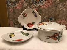 4-teiliges Set Schüssel mit Deckel und 2 Schalen feuerfest Gemüsemotiv SPM 