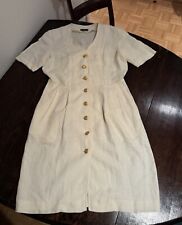 DANIEL HECHTER: leichtes SOMMERKLEID, 38, Flax/Leinen, Hellcreme, Metallknöpfe