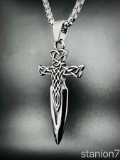 Ewiger Knoten Krieger Schwert Anhänger Edelstahl Halskette Wikinger Biker 329A