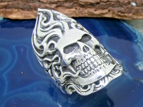 Totenkopf flammen 925 - totenkopf, in