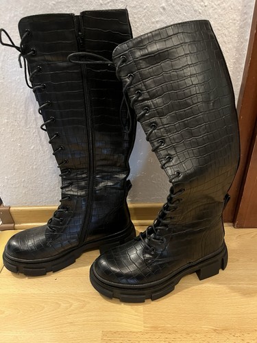 Stiefel schwarz kroko optik - stiefel,