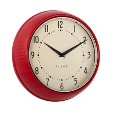 Nostalgie Metall Wanduhr Rot 23cm Vintage Küchenuhr Bürouhr Retro Look Lautlos