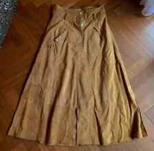 Lederrock 40 braun ELEGANCE PARIS bodenlang Ziegenvelour cognac Leder elegant