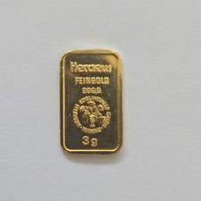 3 Gramm Goldbarren Heraeus Vintage Motiv Baum Gold Or Oro Goud