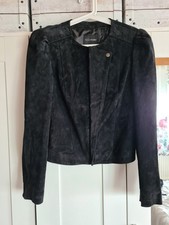 Bodyflirt Jacke Damen Gr. 40 schwarz Echtleder Lederjacke Veloursleder