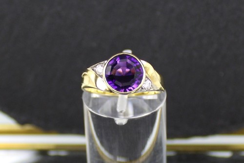 Amethyst brilliant ring - ,, gold